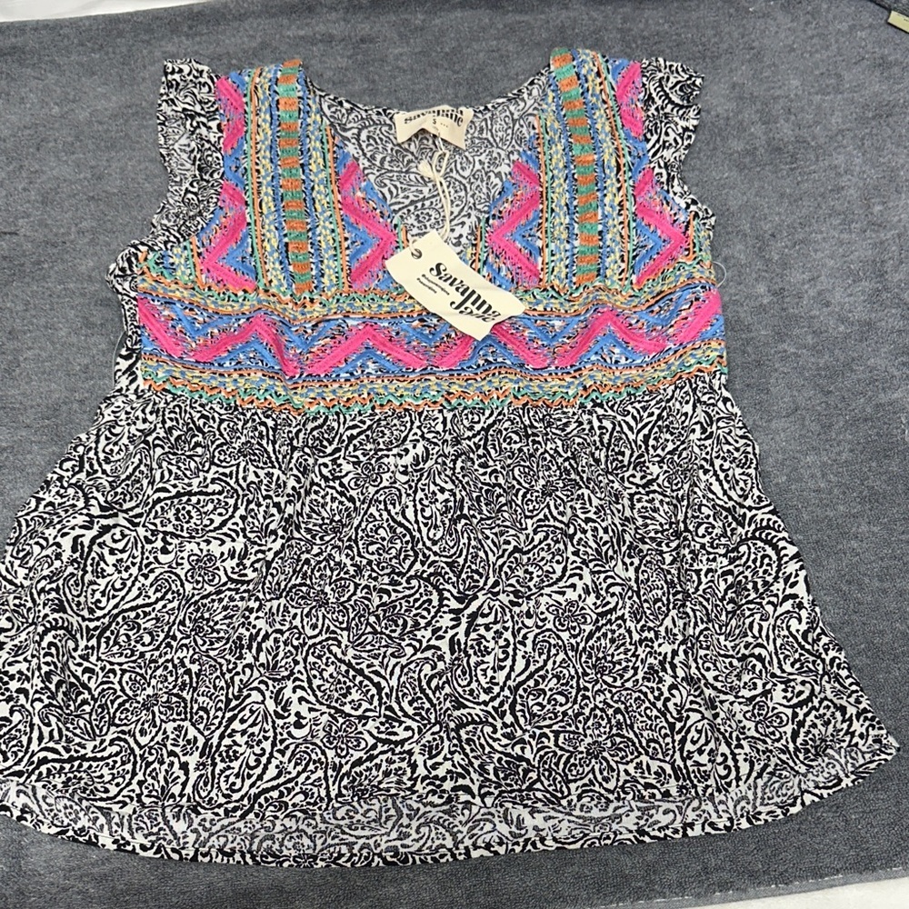 Savanna Jane Morgan  Pink and Blue Embroidered Tunic